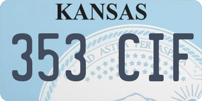 KS license plate 353CIF