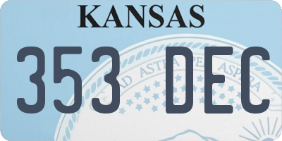 KS license plate 353DEC