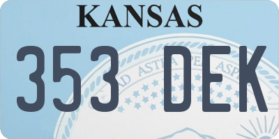 KS license plate 353DEK