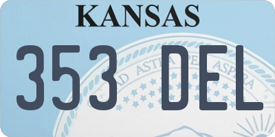 KS license plate 353DEL