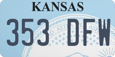 KS license plate 353DFW
