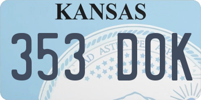 KS license plate 353DOK