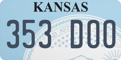 KS license plate 353DOO