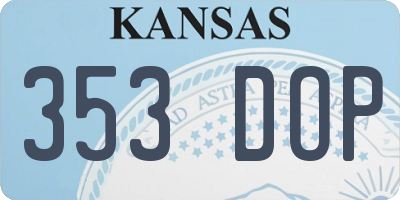 KS license plate 353DOP