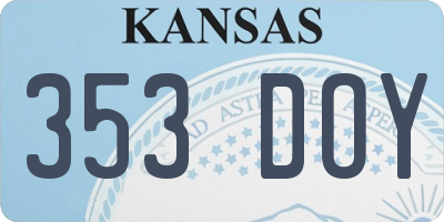 KS license plate 353DOY