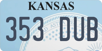 KS license plate 353DUB