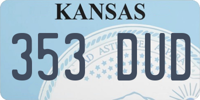 KS license plate 353DUD