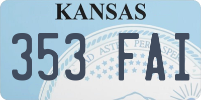 KS license plate 353FAI