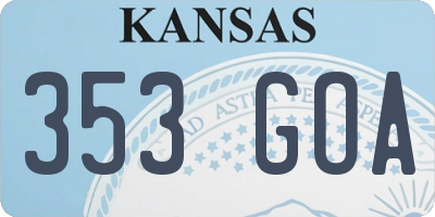 KS license plate 353GOA