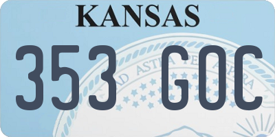 KS license plate 353GOC