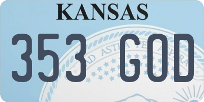 KS license plate 353GOD