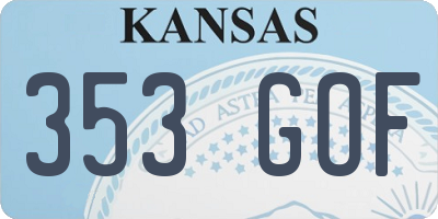 KS license plate 353GOF