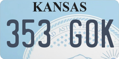 KS license plate 353GOK