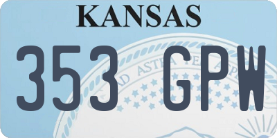 KS license plate 353GPW