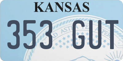 KS license plate 353GUT
