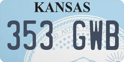 KS license plate 353GWB
