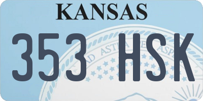 KS license plate 353HSK