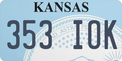 KS license plate 353IOK