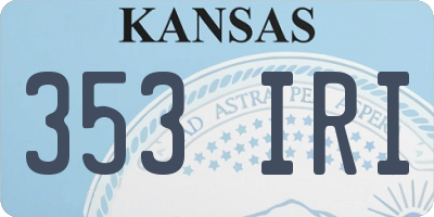 KS license plate 353IRI