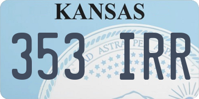 KS license plate 353IRR