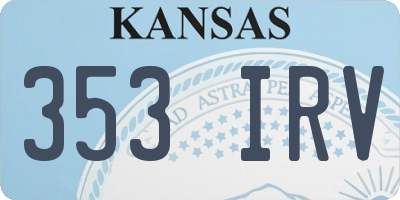 KS license plate 353IRV