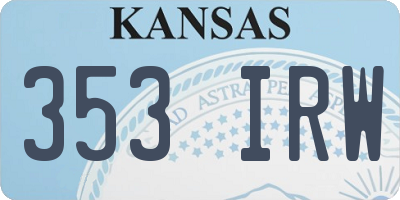 KS license plate 353IRW