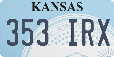 KS license plate 353IRX