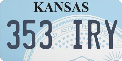 KS license plate 353IRY