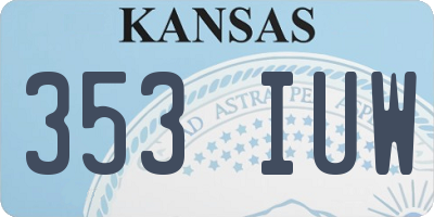 KS license plate 353IUW