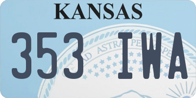 KS license plate 353IWA