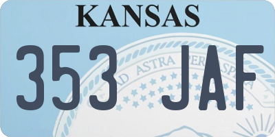 KS license plate 353JAF