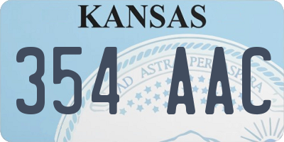 KS license plate 354AAC