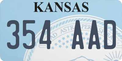 KS license plate 354AAD