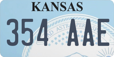 KS license plate 354AAE