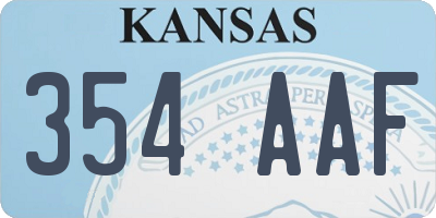 KS license plate 354AAF