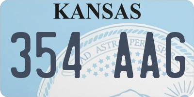 KS license plate 354AAG