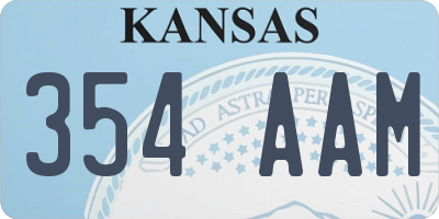 KS license plate 354AAM