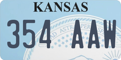 KS license plate 354AAW