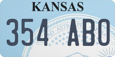 KS license plate 354ABO