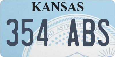 KS license plate 354ABS