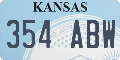 KS license plate 354ABW