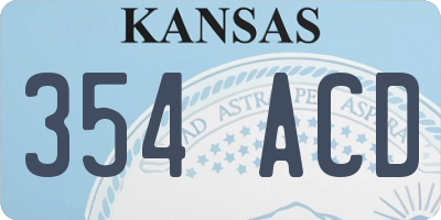 KS license plate 354ACD