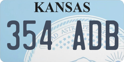 KS license plate 354ADB
