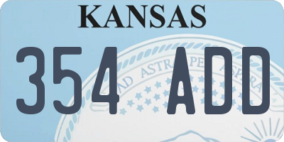 KS license plate 354ADD