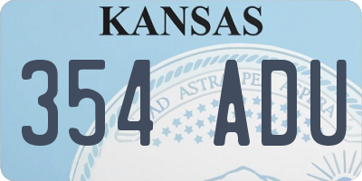 KS license plate 354ADU