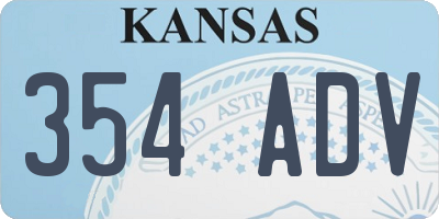 KS license plate 354ADV