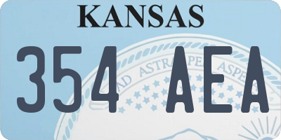 KS license plate 354AEA
