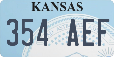 KS license plate 354AEF
