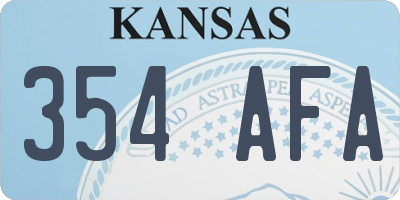 KS license plate 354AFA
