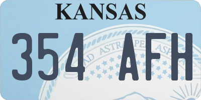 KS license plate 354AFH